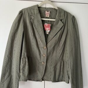 Faded Glory Sage Green Eyelet Blazer